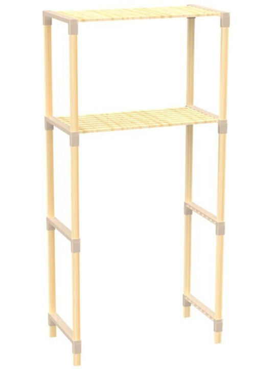 FixWood Rafturi de baie Raft Baie Lemn cu 2 Rafturi 33x33x127cm Bej