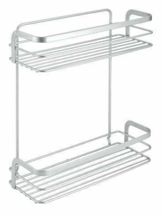Metaltex 16-404814 An der Wand montiert Badezimmerregal Metallisch mit 2 Regalböden 26x10x30cm Silber