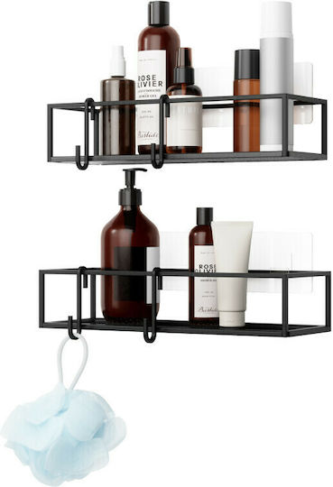 Umbra Cubico Wall Mounted Bathroom Shelf Metallic with 2 Shelves 32x12x10cm Black