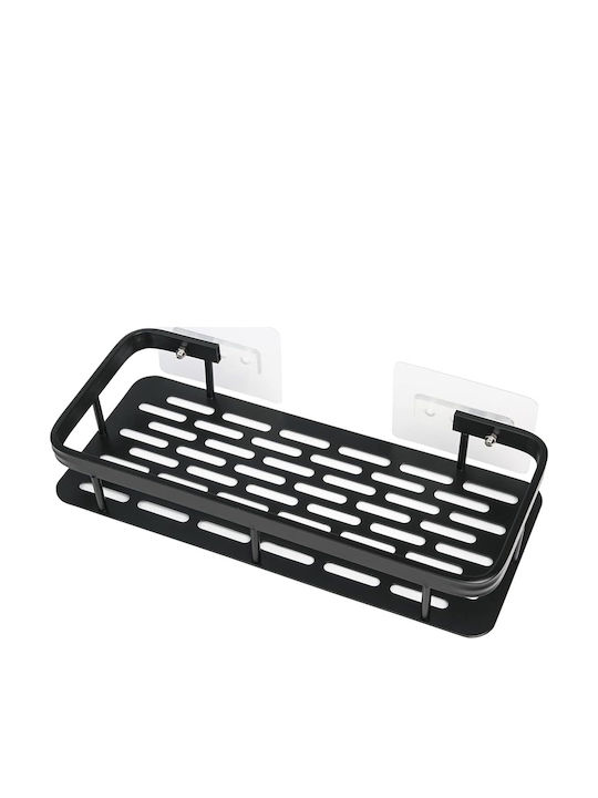 Home Use Wall Mounted Bathroom Shelf Metallic 30x5x13cm Black