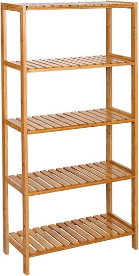 Songmics Floor Bathroom Shelf Bamboo with 4 Shelves 60x26x130cm Brown