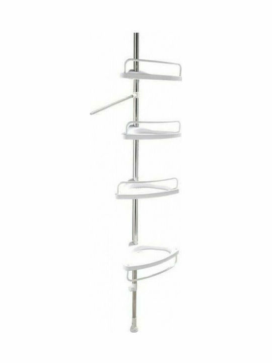 Factory ADS-188 Corner Floor Bathroom Shelf Plastic with 4 Shelves 33.5x21.5x320cm White