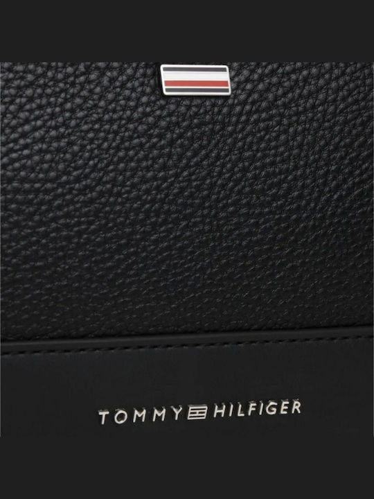 Tommy Δερμάτινη Ανδρική Τσάντα Ώμου / Χιαστί Μαύρη
