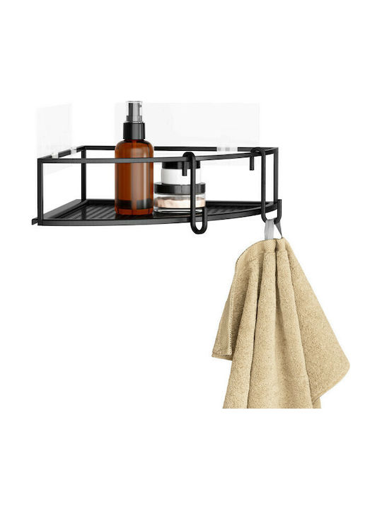 Umbra Cubico Corner Wall Mounted Bathroom Shelf Metallic with 2 Shelves 23x23x8cm Black