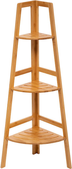 5Five 174519 Γωνιακή Επιδαπέδια Ραφιέρα Μπάνιου Bamboo με 3 Ράφια 31.9x31.9x103cm Καφέ