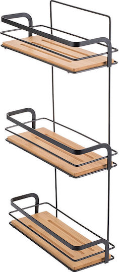 Estia Essential Wall Mounted Bathroom Shelf Metallic with 3 Shelves 25.5x10x49cm Black