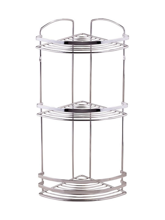 Viosarp Επιτοίχια Ραφιέρα Μπάνιου Inox με 3 Ράφια 10x10x35cm Ασημί