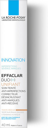 La Roche Posay Effaclar Duo+ Unifiant Medium 24ωρο Gel Προσώπου Ημέρας με Χρώμα για Ενυδάτωση, Αντιγήρανση & Ατέλειες με Ceramides 40ml