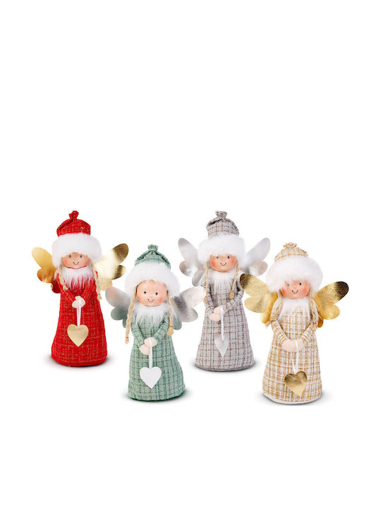Decorative Doll Christmas Angel 30 Cm Textile Figurine Ceramic Face