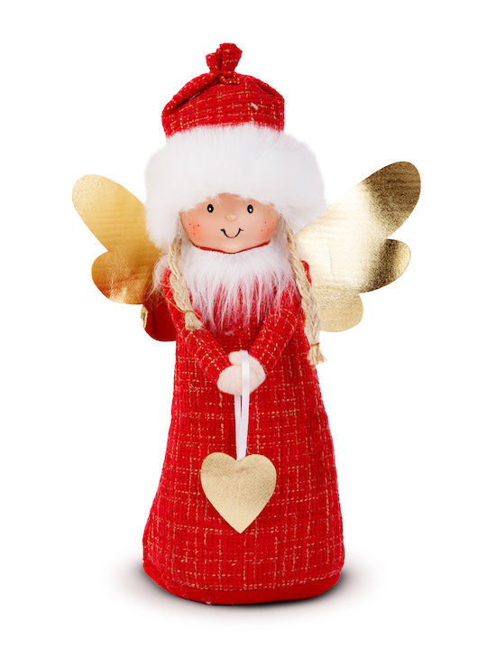 Decorative Doll Christmas Angel 30 Cm Textile Figurine Ceramic Face