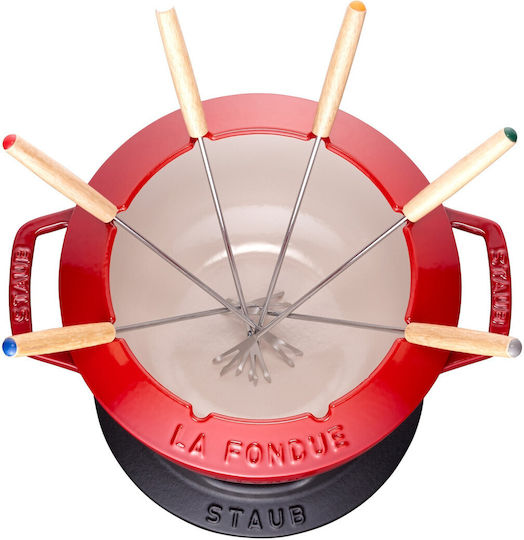 Staub Fondue Pot with Tea Light Red 11.6x20.7x26.7cm
