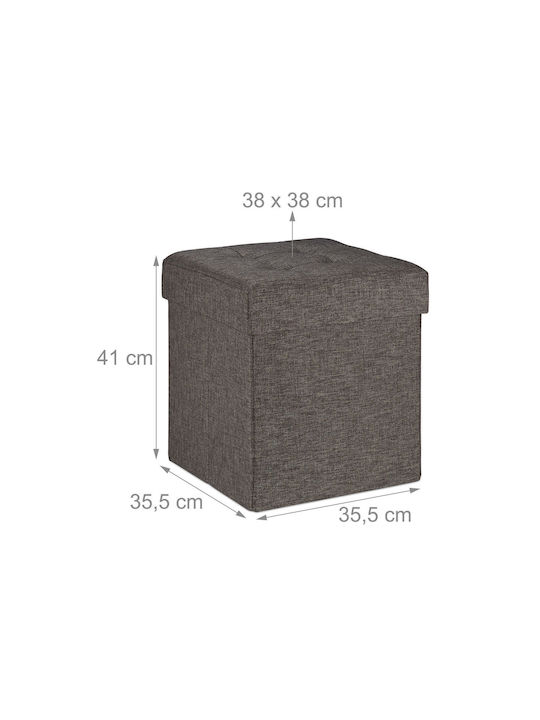 Taburet Camera De Zi Pliabil Cu Spațiu De Depozitare Tapițat Cu Țesătură Maro 41x38x38cm