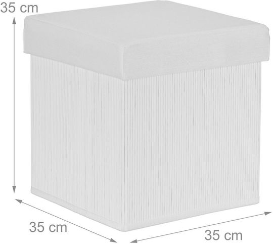 Living Room Stools Collapsible With Storage Space Upholstered With White Fabric 35x35x35cm