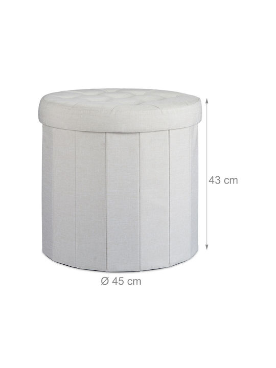 Taburet Camera De Zi Pliabil Cu Spațiu De Depozitare Tapițat Cu Țesătură Crem 43x45x45cm