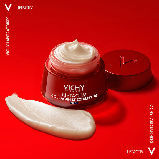 Vichy Liftactiv Collagen Specialist Κρέμα Προσώπου Νυκτός για Αντιγήρανση, Σύσφιξη & Λάμψη με Υαλουρονικό Οξύ & Βιταμίνη C 50ml