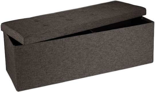 Living Room Folding Stool With Storage Space Upholstered In Brown Fabric 38x114x38cm