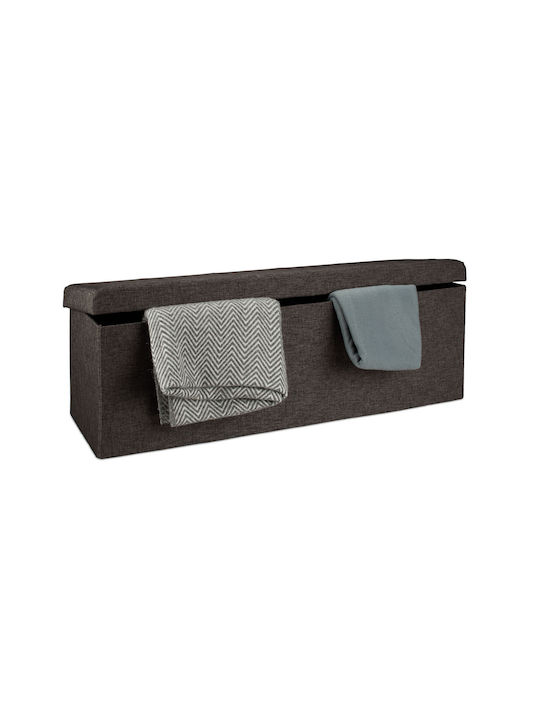 Taburet Camera De Zi Pliabil Cu Spațiu De Depozitare Tapițat Cu Țesătură Maro 38x114x38cm