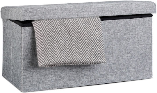 Living Room Stool Collapsible With Storage Space Upholstered With Gray Fabric 38x76x38cm