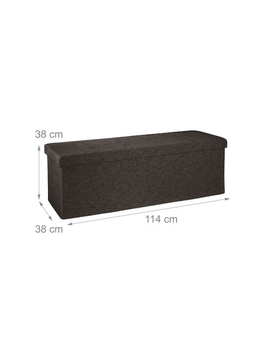 Taburet Camera De Zi Pliabil Cu Spațiu De Depozitare Tapițat Cu Țesătură Maro 38x114x38cm