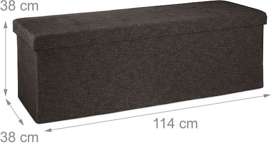 Living Room Folding Stool With Storage Space Upholstered In Brown Fabric 38x114x38cm
