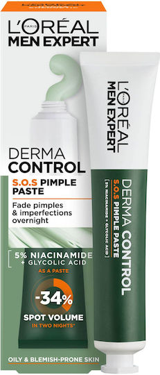 L'Oreal Paris Men Expert Derma Control S.O.S. Cremă de Față Bărbătească de Noapte Împotriva Acneei 45ml