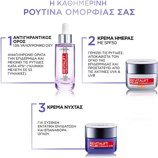 L'Oreal Paris Revitalift Filler Creme Gesicht Tag mit SPF50 50ml