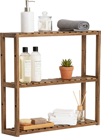 Relaxdays Wall Mounted Wooden Bathroom Shelf 54x60x15cm Brown