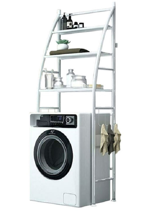 Toilet Rack Επιδαπέδια Ραφιέρα Μπάνιου Μεταλλική με 3 Ράφια 44x24.5x176cm Λευκή