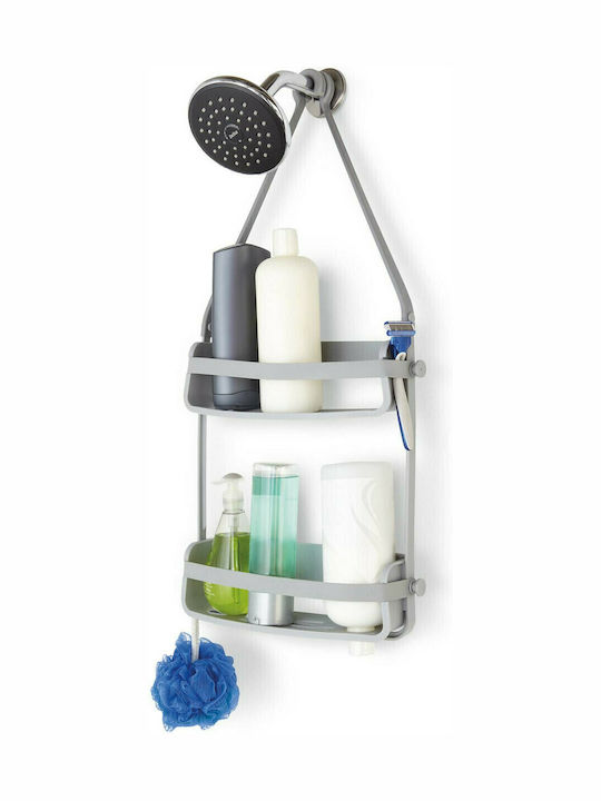 Umbra Flex Caddy Wall Mounted Bathroom Shelf Plastic with 2 Shelves 31.8x9.5x64.8cm Grey Gray