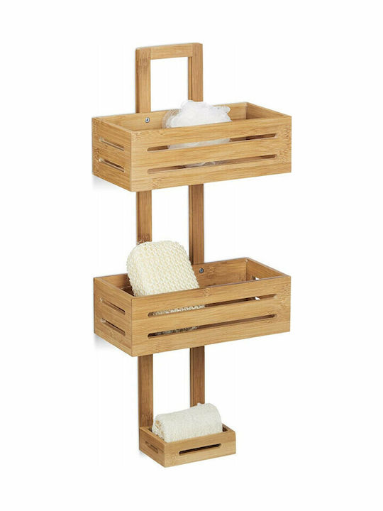 Relaxdays Επιτοίχια Ραφιέρα Μπάνιου Bamboo με 3 Ράφια 65x28x15.5cm