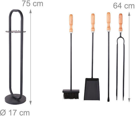 Relaxdays Set De Unelte Pentru Șemineu Cu Suport Maro