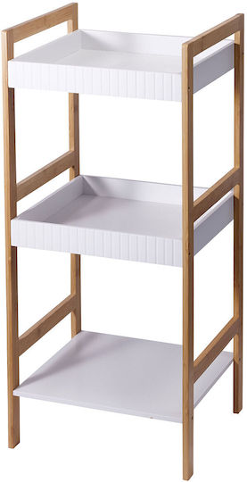 MRShome Επιδαπέδια Ραφιέρα Μπάνιου Bamboo 36x33x80cm Λευκή MRShome Επιδαπέδια Ραφιέρα Μπάνιου Bamboo 36x33x80cm Λευκή