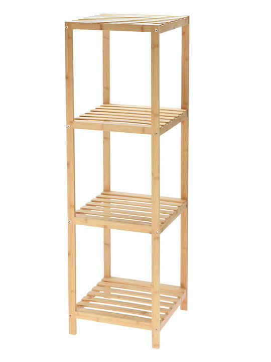 MRShome Floor Bathroom Shelf Bamboo 34x33x111cm