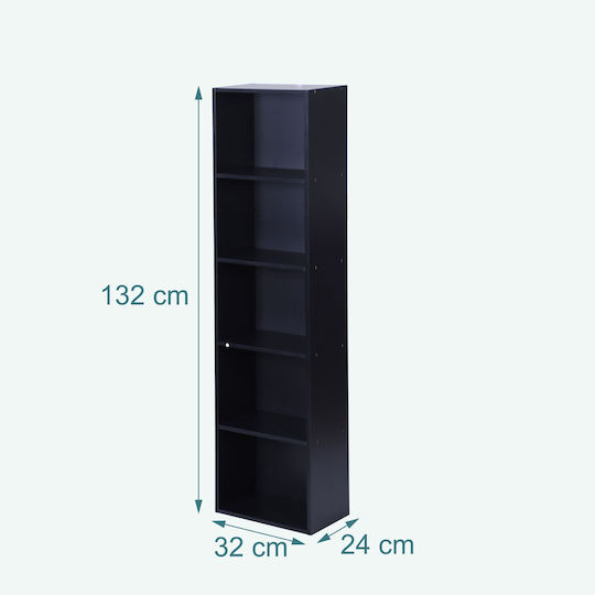 Bibliotecă Neagră 32x24x132 cm