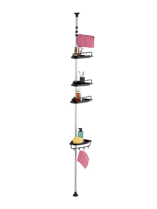 Relaxdays Floor Wall Mounted Bathroom Shelf Metallic 99x33x21cm Black