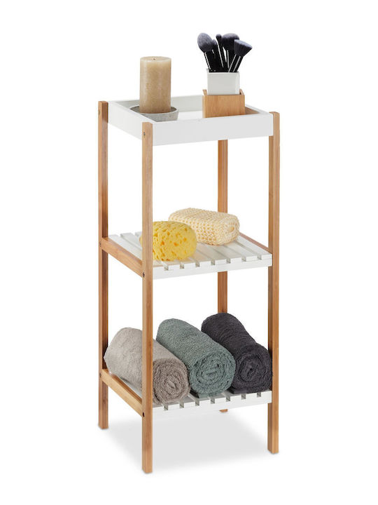 Relaxdays Επιδαπέδια Ραφιέρα Μπάνιου Bamboo 72x30x29cm Λευκή