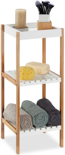 Relaxdays Floor Bathroom Shelf Bamboo 72x30x29cm White Relaxdays Floor Bathroom Shelf Bamboo 72x30x29cm White