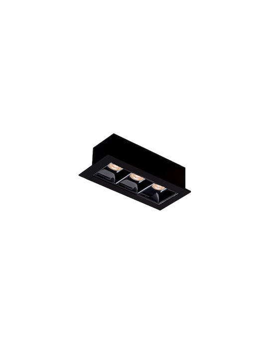 Viokef Rectangle Metallic Recessed Spot with Integrated LED and Warm White Light Black 45x4.5cm. 1pcs