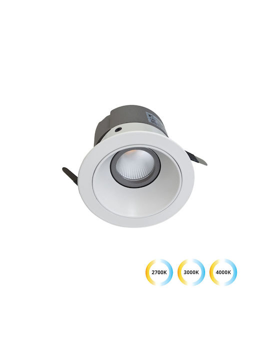 Viokef Alea Round Metallic Recessed Spot with Integrated LED and Warm White Light White 8.5x8.5cm. 1pcs
