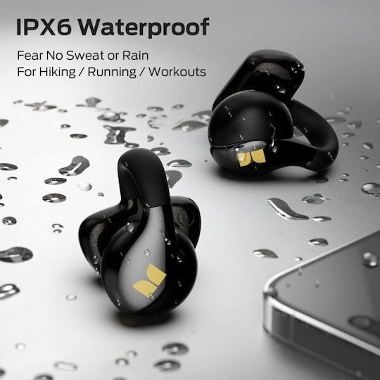 Monster AC225 Open Ear Bluetooth Handsfree Ακουστικά με Αντοχή στον Ιδρώτα και Θήκη Φόρτισης Μαύρα