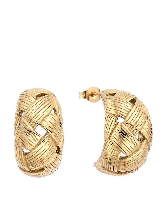 Asimi Body Piercing Earrings Knitted Gold Plated Hoops with Stones