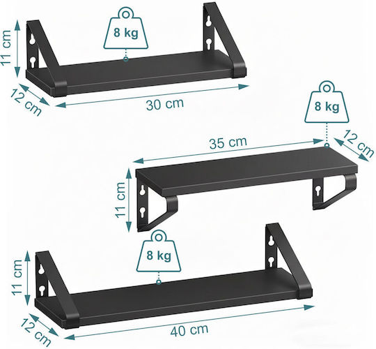 Ράφια Black (3τμχ) 40x12x11εκ.