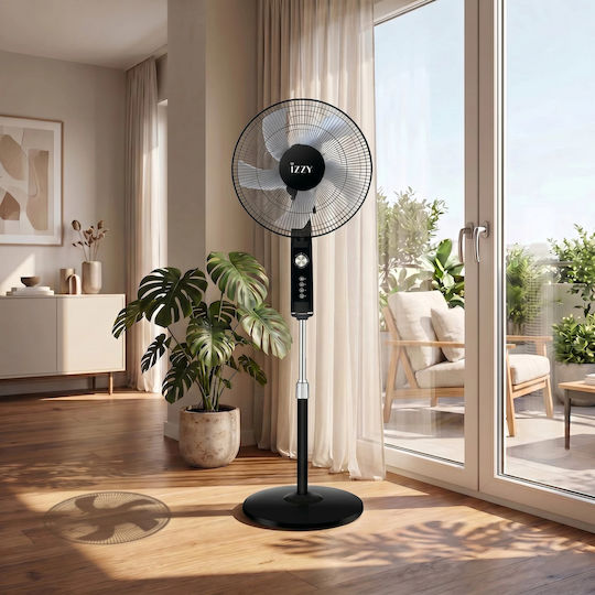Izzy IZ-9041 Ανεμιστήρας Ορθοστάτης 70W Διαμέτρου 40cm Μαύρος
