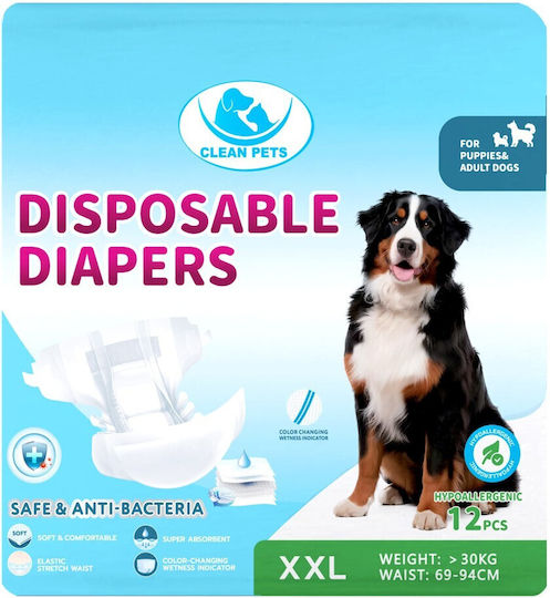 Clean Pets Βρακάκι Σκύλου για Ακράτεια Large 12τμχ