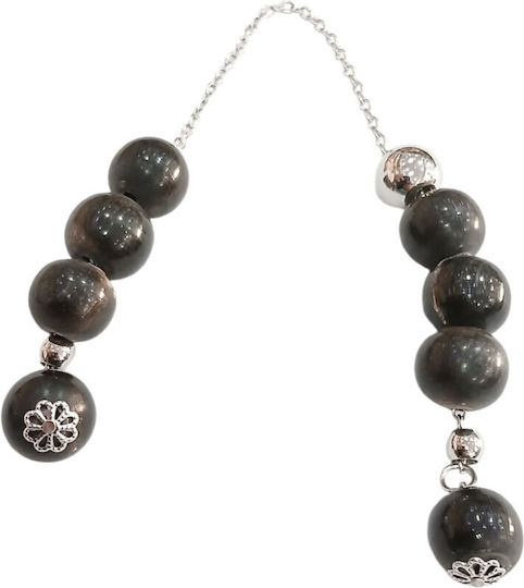 Kalliopi Silver Handmade Begleri Made of Stainless Steel with Onyx Stone 12mm Length 25cm Black
