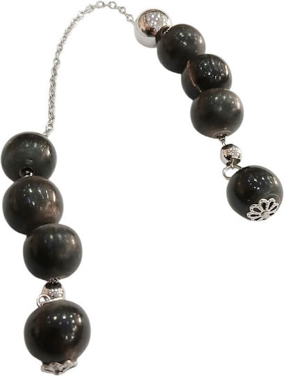 Kalliopi Silver Handmade Begleri Made of Stainless Steel with Onyx Stone 12mm Length 25cm Black
