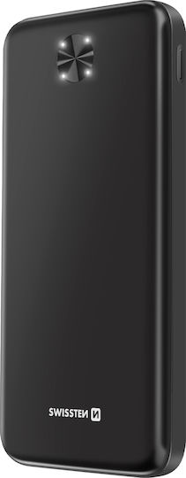 Swissten Power Bank 10000mAh 10.5W με 2 Θύρες USB-A και Θύρα USB-C Μαύρο