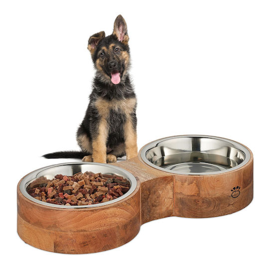 Relaxdays Adăpătoare / Hranitoare din Oțel Inoxidabil pentru Câine 48cm în Culoare Bej