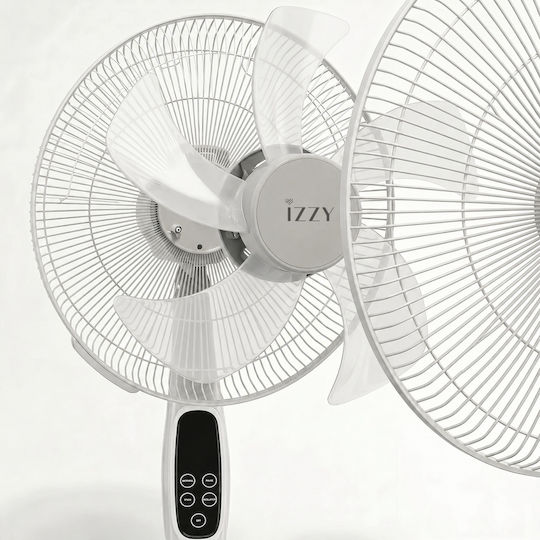Izzy IZ-9042 Ανεμιστήρας Ορθοστάτης 70W Διαμέτρου 40cm με Τηλεχειριστήριο Λευκός