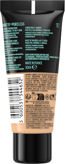 Maybelline Fit Me Matte + Poreless Liquid Foundation 112 Soft Beige 30ml